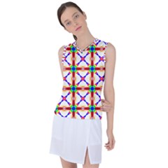 Rainbow Pattern Women s Sleeveless Mesh Sports Top