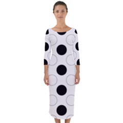 Background Dot Pattern Quarter Sleeve Midi Bodycon Dress