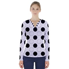 Background Dot Pattern V-neck Long Sleeve Top