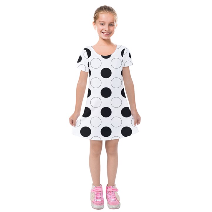 Background Dot Pattern Kids  Short Sleeve Velvet Dress