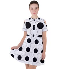 Background Dot Pattern Short Sleeve Shoulder Cut Out Dress  by HermanTelo