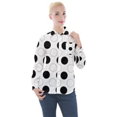 Background Dot Pattern Women s Long Sleeve Pocket Shirt