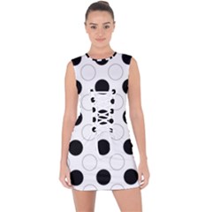 Background Dot Pattern Lace Up Front Bodycon Dress