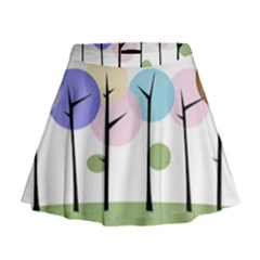 Forest Trees Nature Plants Mini Flare Skirt