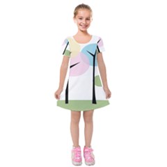 Forest Trees Nature Plants Kids  Short Sleeve Velvet Dress