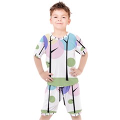 Forest Trees Nature Plants Kids  Tee And Shorts Set