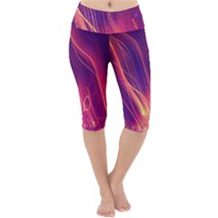 Abstrait Lumière Lightweight Velour Cropped Yoga Leggings by kcreatif