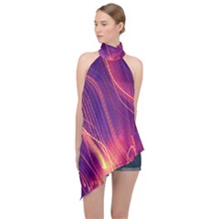 Abstrait Lumière Halter Asymmetric Satin Top by kcreatif