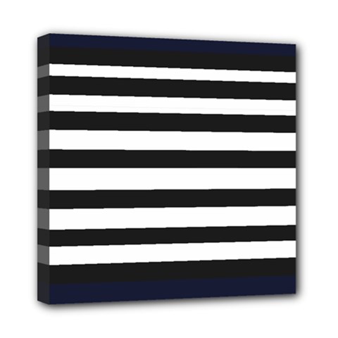 Bandes Noir/bleu Marine Mini Canvas 8  X 8  (stretched) by kcreatif