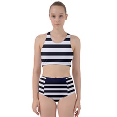 Bandes Noir/bleu Marine Racer Back Bikini Set by kcreatif