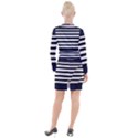 Bandes Noir/Bleu Marine Button Long Sleeve Dress View2