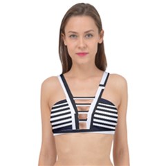 Bandes Noir/bleu Marine Cage Up Bikini Top by kcreatif