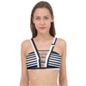 Bandes Noir/Bleu Marine Cage Up Bikini Top View1