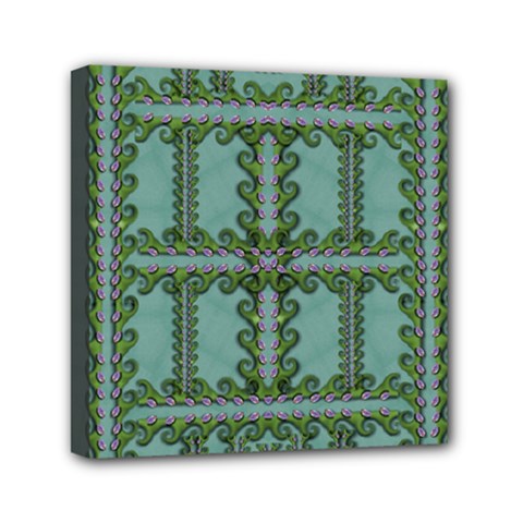 Rainforest Vines And Fantasy Flowers Mini Canvas 6  X 6  (stretched) by pepitasart