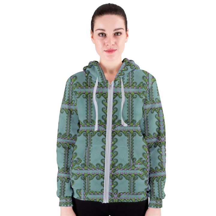 Rainforest Vines And Fantasy Flowers Women s Zipper Hoodie