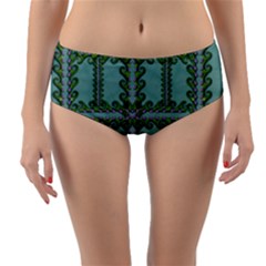 Rainforest Vines And Fantasy Flowers Reversible Mid-waist Bikini Bottoms by pepitasart