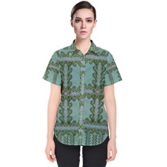 Rainforest Vines And Fantasy Flowers Women s Short Sleeve Shirt