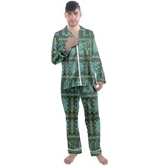 Rainforest Vines And Fantasy Flowers Men s Satin Pajamas Long Pants Set by pepitasart