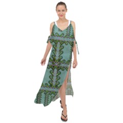 Rainforest Vines And Fantasy Flowers Maxi Chiffon Cover Up Dress by pepitasart