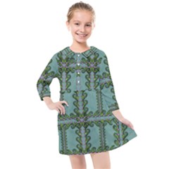 Rainforest Vines And Fantasy Flowers Kids  Quarter Sleeve Shirt Dress by pepitasart