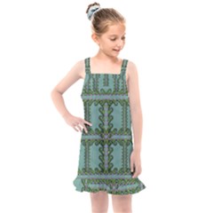 Rainforest Vines And Fantasy Flowers Kids  Overall Dress by pepitasart