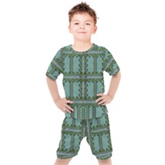 Rainforest Vines And Fantasy Flowers Kids  Tee And Shorts Set by pepitasart