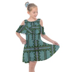 Rainforest Vines And Fantasy Flowers Kids  Shoulder Cutout Chiffon Dress by pepitasart