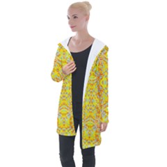 Vivid Warm Ornate Pattern Longline Hooded Cardigan