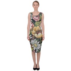 Comfy Vintage Floral Abstract Sleeveless Pencil Dress by dressshop