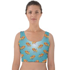 Pizza Love Velvet Crop Top by designsbymallika