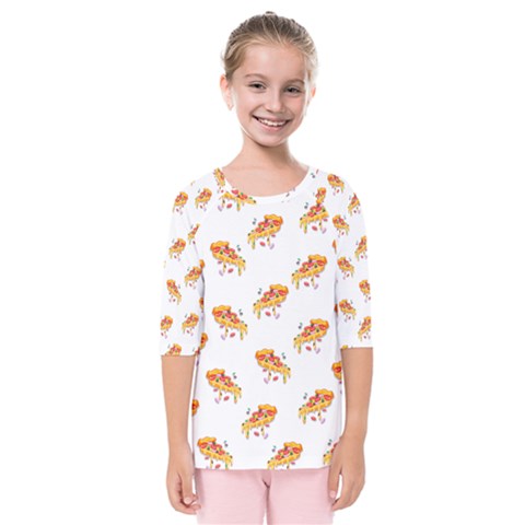 Pizza Pattern Kids  Quarter Sleeve Raglan Tee by designsbymallika