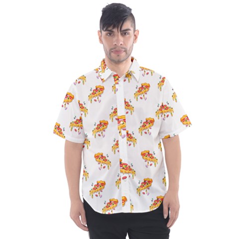 Pizza Pattern Men s Short Sleeve Shirt by designsbymallika