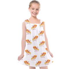 Pizza Pattern Kids  Cross Back Dress by designsbymallika