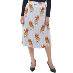 Pizza Pattern Classic Velour Midi Skirt  by designsbymallika