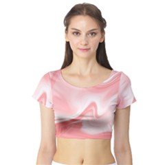 Pink Marble Print Short Sleeve Crop Top by designsbymallika