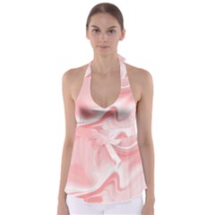 Pink Marble Print Babydoll Tankini Top by designsbymallika