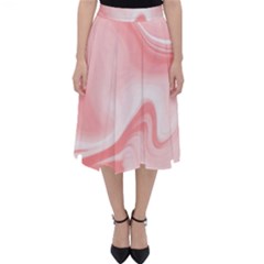 Pink Marble Print Classic Midi Skirt by designsbymallika