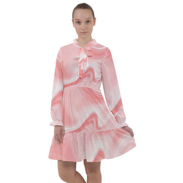 PINK MARBLE PRINT All Frills Chiffon Dress