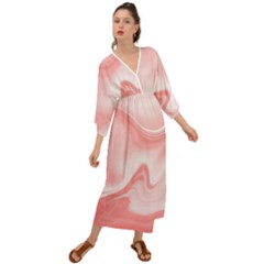 Pink Marble Print Grecian Style  Maxi Dress