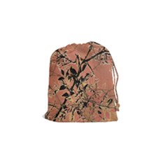 Floral Grungy Style Artwork Drawstring Pouch (small) by dflcprintsclothing