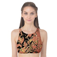 Floral Grungy Style Artwork Tank Bikini Top