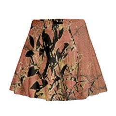 Floral Grungy Style Artwork Mini Flare Skirt