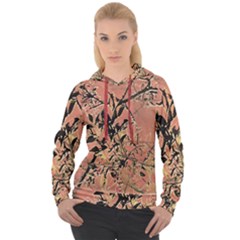 Floral Grungy Style Artwork Women s Overhead Hoodie