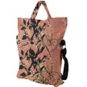 Floral Grungy Style Artwork Fold Over Handle Tote Bag View2