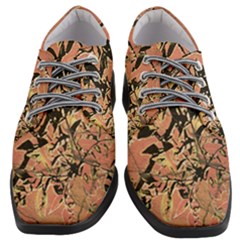 Floral Grungy Style Artwork Women Heeled Oxford Shoes