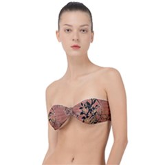 Floral Grungy Style Artwork Classic Bandeau Bikini Top 