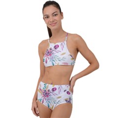 Pink Floral Print High Waist Tankini Set by designsbymallika