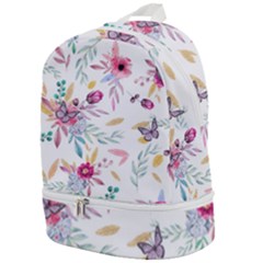 Pink Floral Print Zip Bottom Backpack