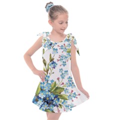 Blue Floral Print Kids  Tie Up Tunic Dress by designsbymallika