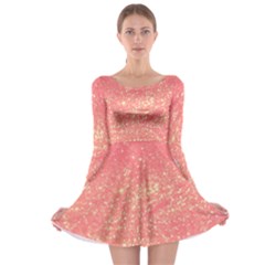 Pink Glitter Print Long Sleeve Skater Dress by designsbymallika